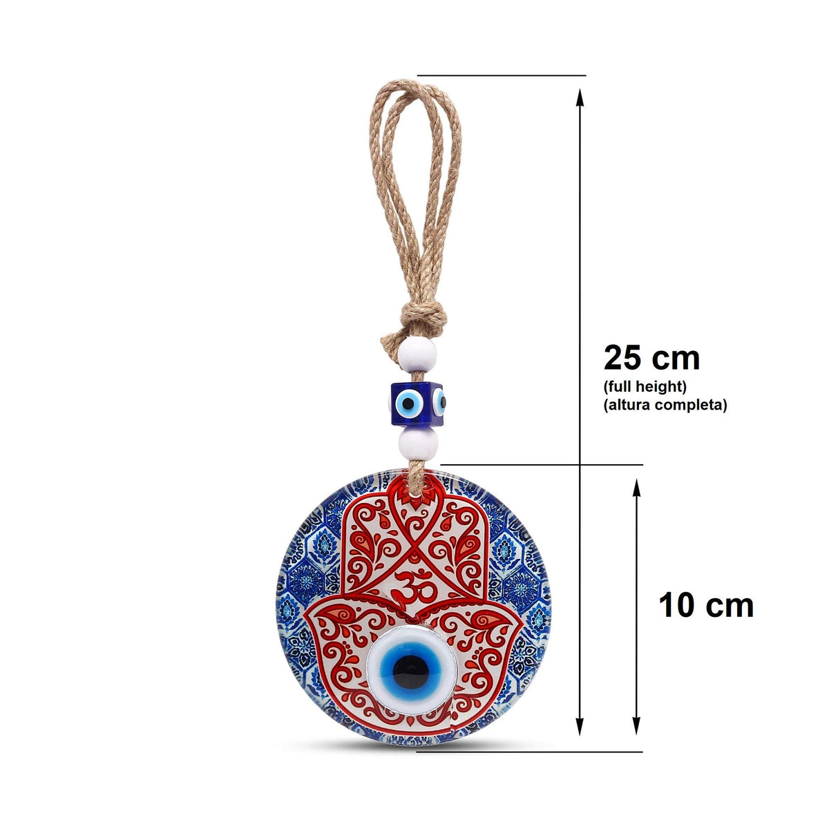 MYSTIC JEWELS - Hamsa de la Mano de Fatima en Cristal con Ojo Turco para Buene Suerte en Casa