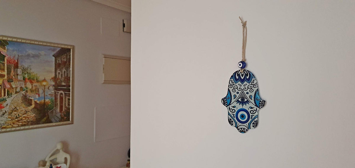 MYSTIC JEWELS - Adorno de Pared en Forma de Hamsa (Mano de Fátima) de Cristal para Llevar Salud y éxito a casa