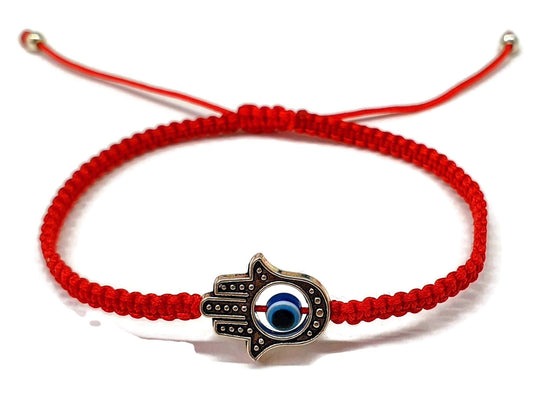 MYSTIC JEWELS By Dalia - Pulsera Hilo Rojo Macrame para Suerte - Ojo turco Azul con Mano de Fatima Hamsa