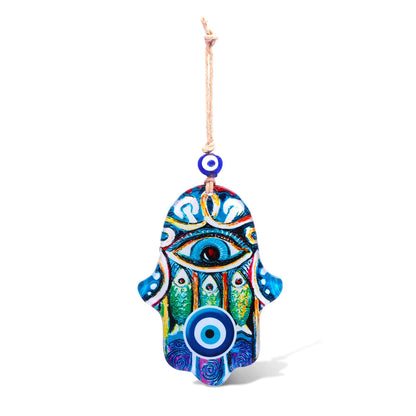 MYSTIC JEWELS - Adorno de Pared en Forma de Hamsa (Mano de Fátima) de Cristal para Llevar Salud y éxito a casa (Color 2)