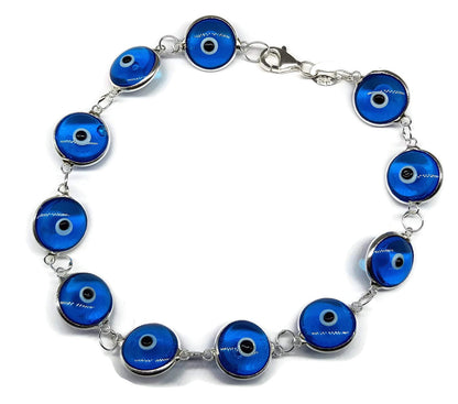 MYSTIC JEWELS - Pulsera de Plata con Amuleto Mal de Ojo, Protección y Buena Suerte
