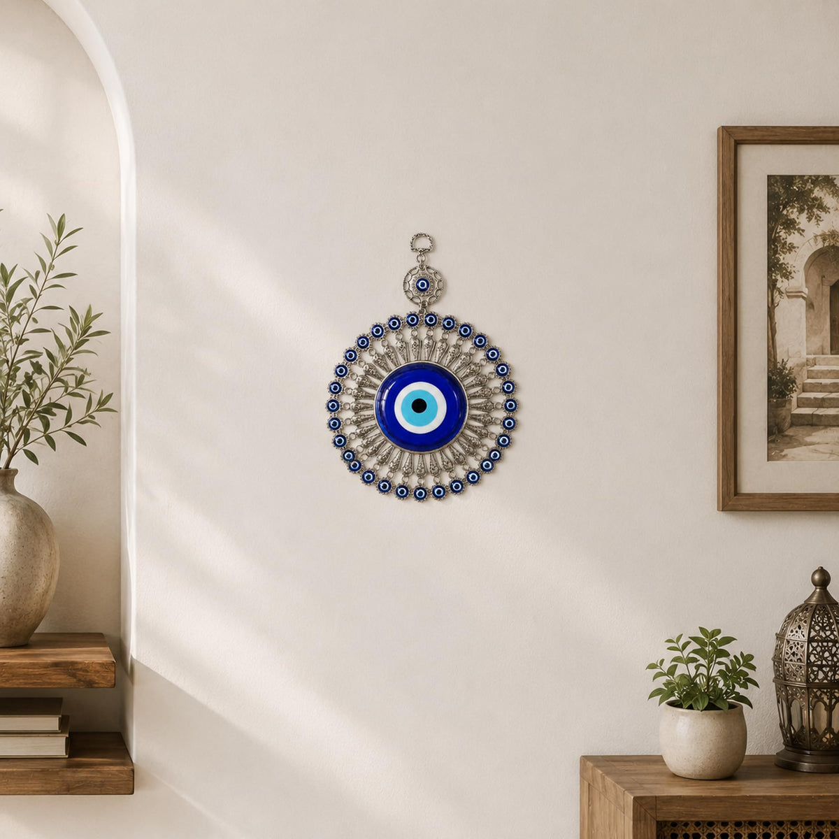 MYSTIC JEWELS - Ornamento de Pared Ojo Turco Metal con Vidrio 24 cm