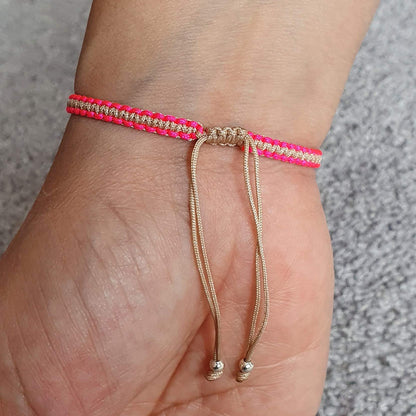 MYSTIC JEWELS - Pulsera Macrame - Kabbalah de Hilo con 2 colores, Amuleto, protección Mal de Ojo, Buena Suerte, Good Luck