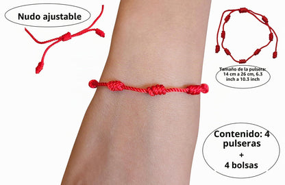 MYSTIC JEWELS - Pulsera de Cuerda Roja con 7 Chakras, Amuleto de Protección y Buena Suerte, Ajustable, Hecha a Mano, para Mujeres y Hombres, Símbolo de Amistad