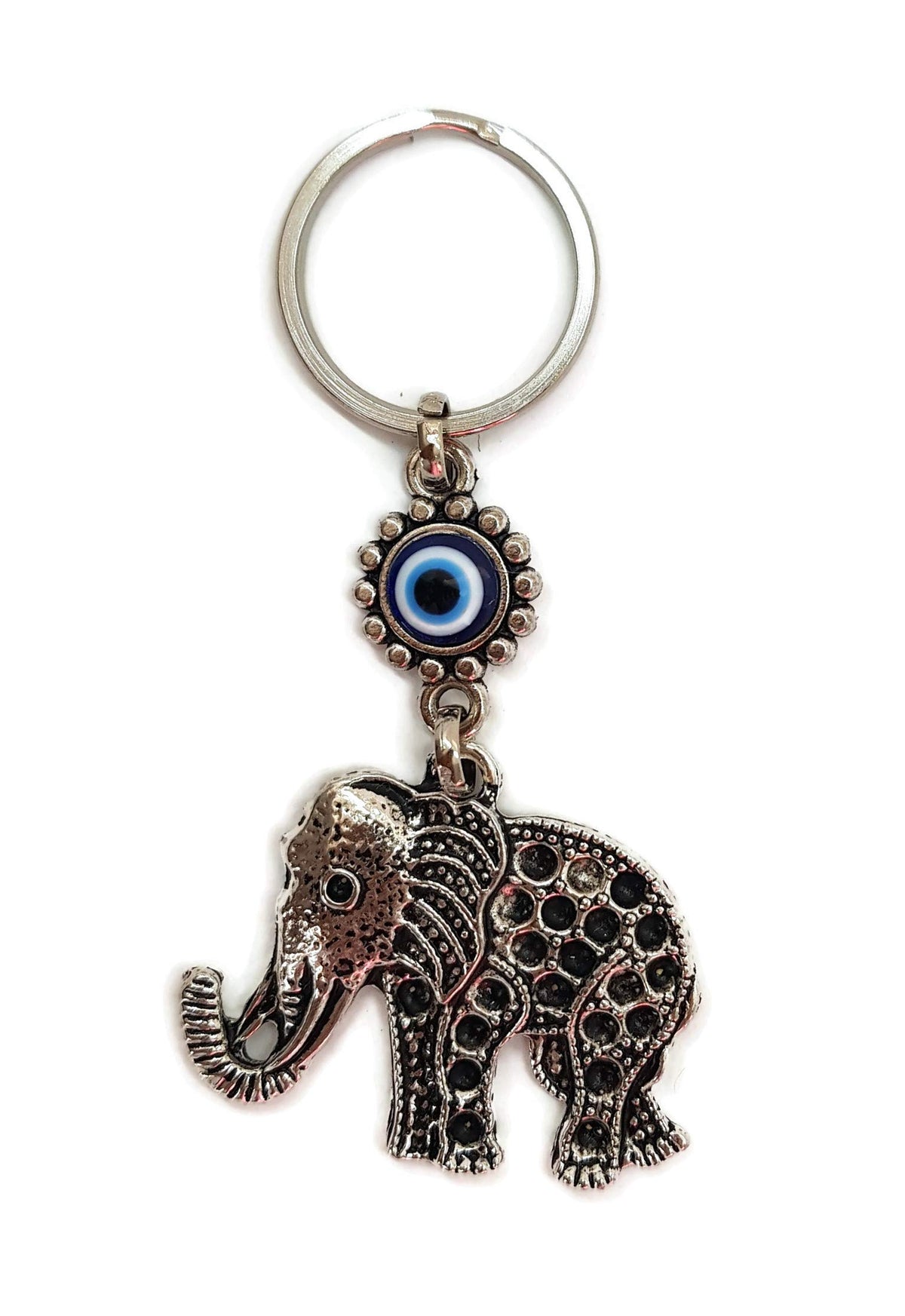 MYSTIC JEWELS - Llavero ojo turco Elefante - Amuleto Buene suerte - Good Luck Keychain - Para Regalar