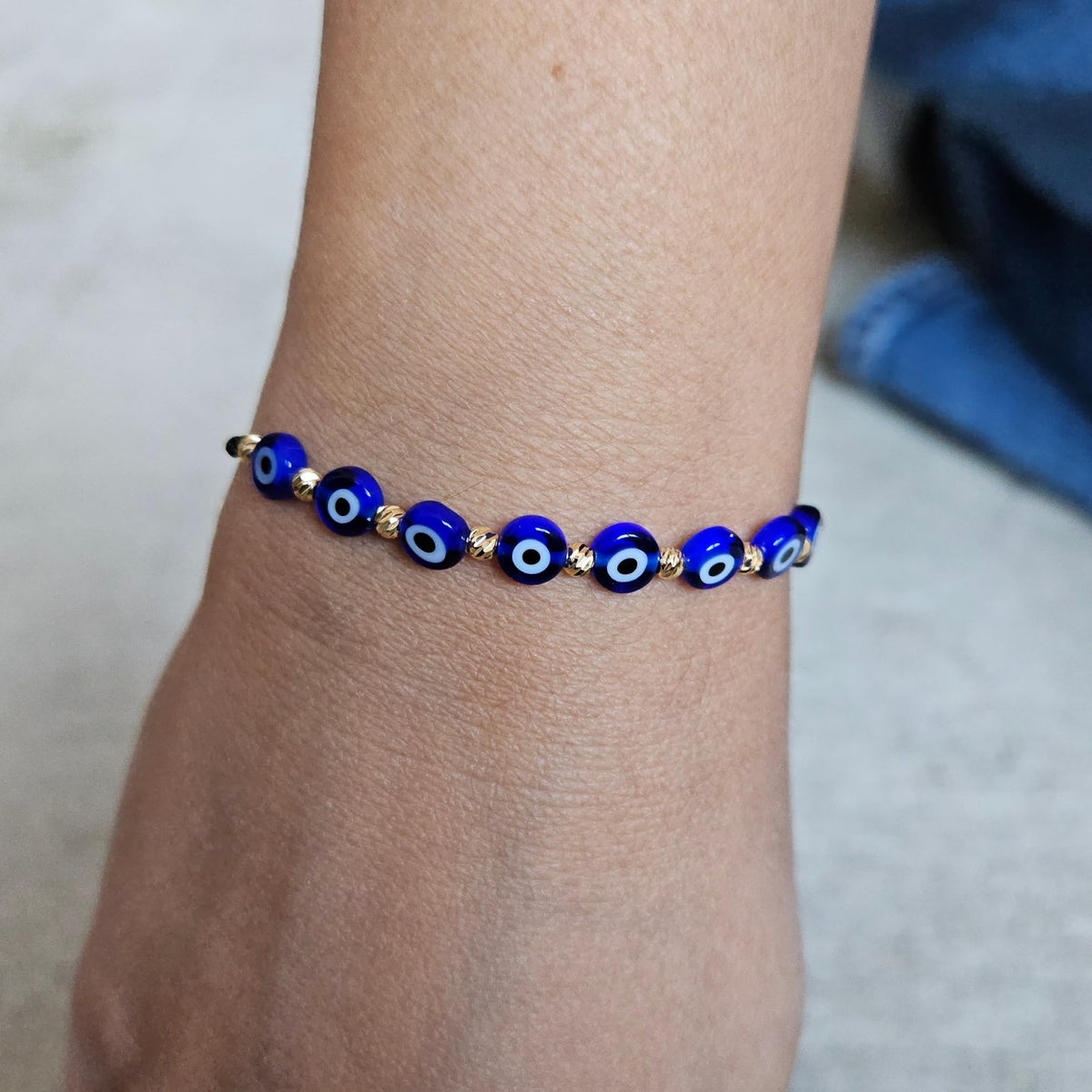 MYSTIC JEWELS - Pulsera Ojo Turco Ajustable – Pack 12 Pulseras de Hilo con Ojos Turcos de Cristal - Pulsera de Protección Unisex – Ajustable 13–21 cm