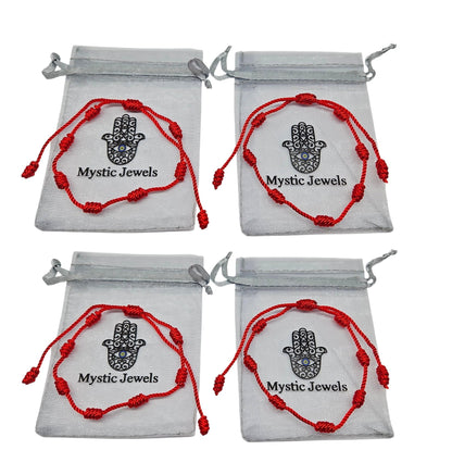 MYSTIC JEWELS - Pulsera de Cuerda Roja con 7 Chakras, Amuleto de Protección y Buena Suerte, Ajustable, Hecha a Mano, para Mujeres y Hombres, Símbolo de Amistad