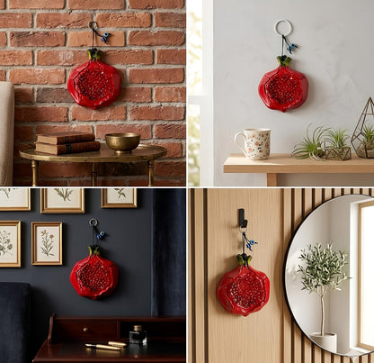 MYSTIC JEWELS - Adorno de Granada de Cristal Artesanal con Ojo Turco - Amuleto de Pared para Suerte y Prosperidad - Decoración del Hogar, Disponible en 2 Tamaños