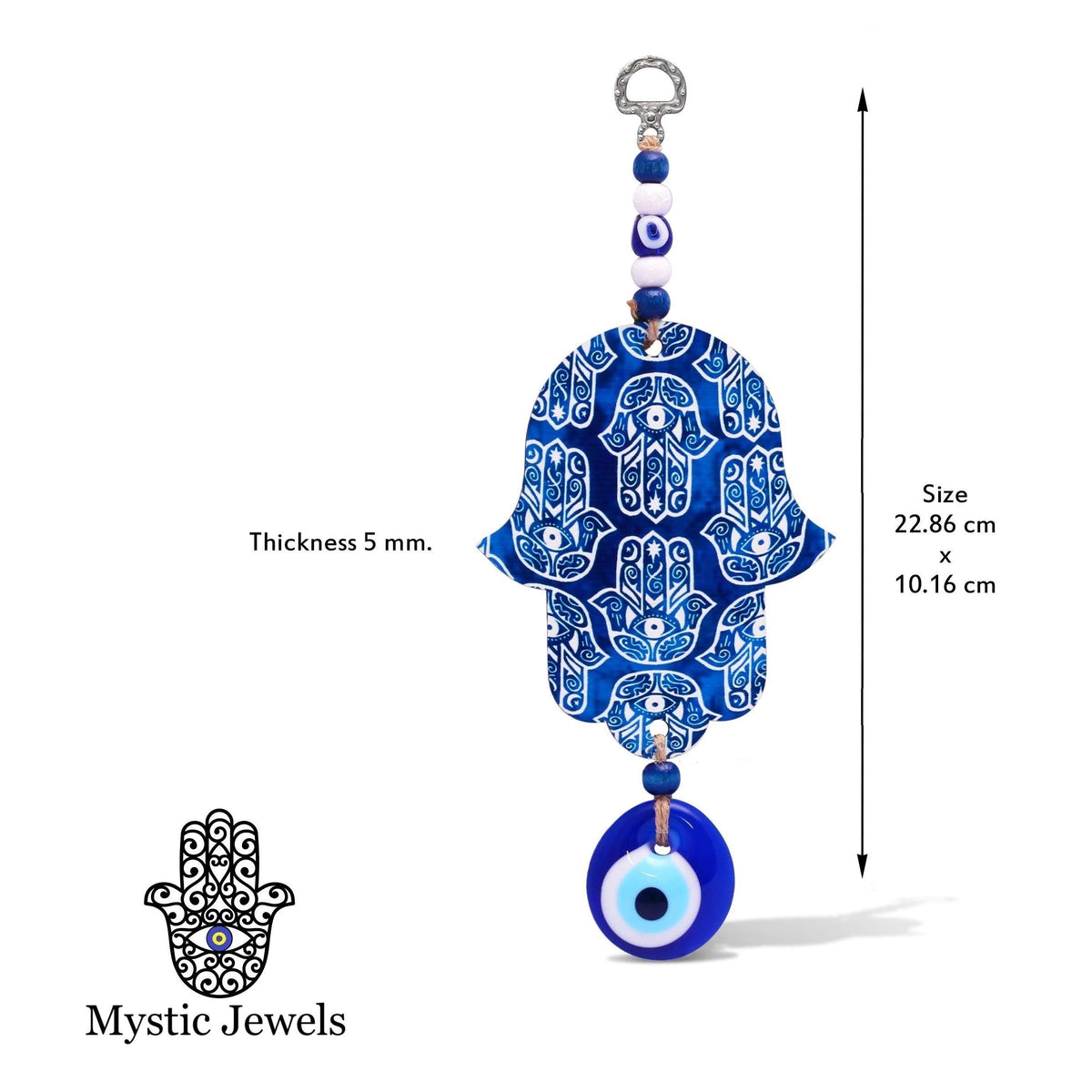 MYSTIC JEWELS - Hamsa de la Mano de Fatima en Madera con Ojo turco para Buene Suerte y Energia en Casa (Color 1)