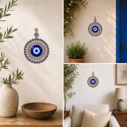 MYSTIC JEWELS - Ornamento de Pared Ojo Turco Metal con Vidrio 24 cm