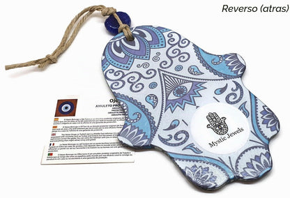 MYSTIC JEWELS - Adorno de Pared en Forma de Hamsa (Mano de Fátima) de Cristal para Llevar Salud y éxito a casa