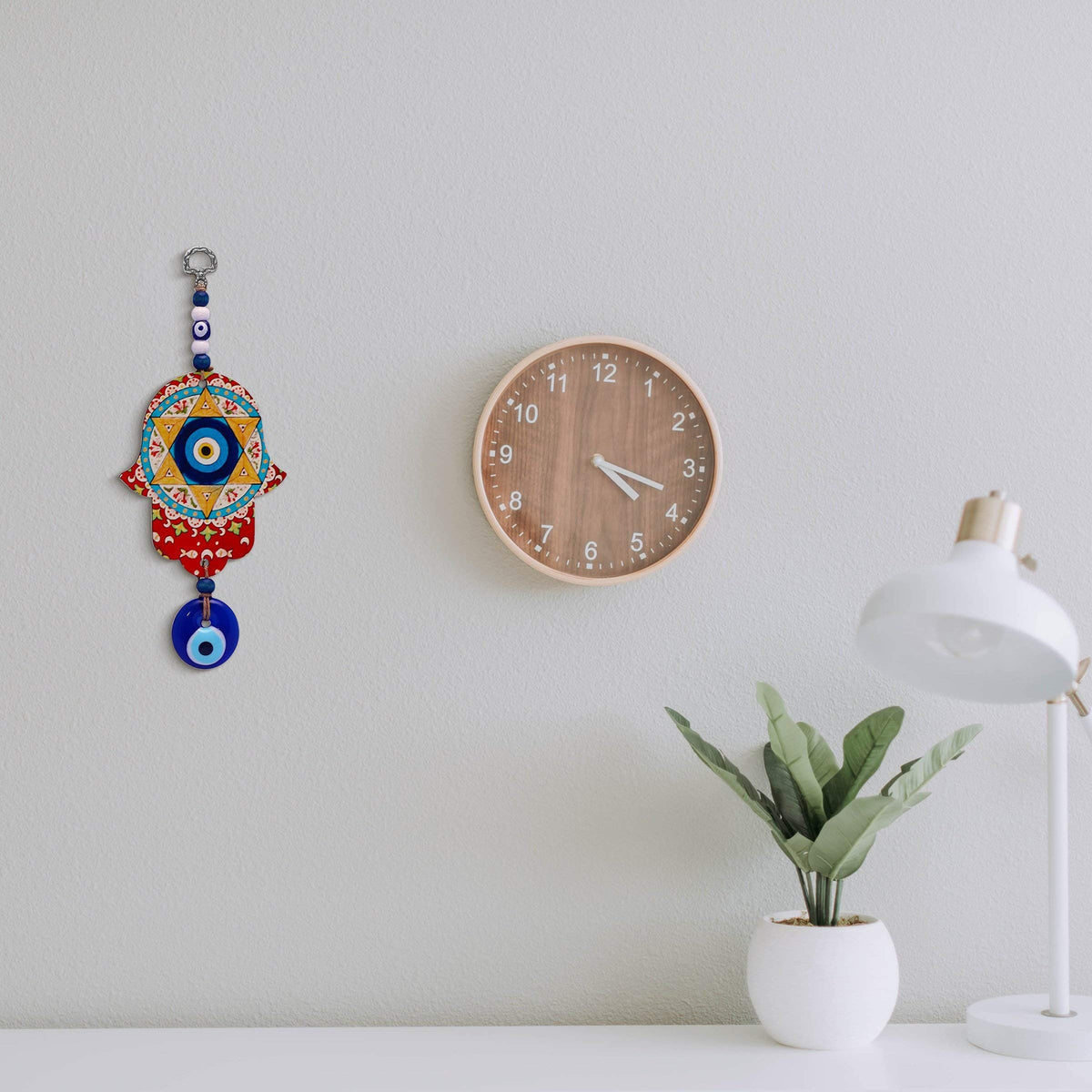 MYSTIC JEWELS - Hamsa de la Mano de Fatima en Madera con Ojo Turco para Buene Suerte y Energia en Casa (Color 6)