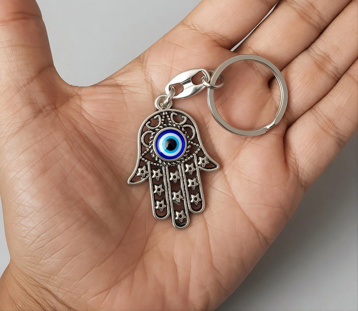 MYSTIC JEWELS By Dalia - Llavero Ojo Turco Mano de Fatima - Hamsa - Amuleto Buene Suerte - Good Luck Keychain - para Regalar