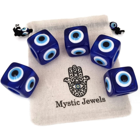 5 Unidades - Ojos Turco para Colgar - plastico contra el Mal de Ojo Azul y Blanco, Amuleto de la Suerte, decoración de Pared