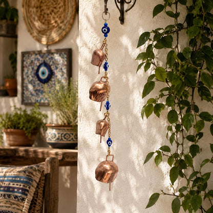 MYSTIC JEWELS - Campanas Decorativas de Metal con Cuentas de Ojo Turco