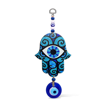 MYSTIC JEWELS - Hamsa de la Mano de Fatima en Madera con Ojo Turco para Buene Suerte y Energia en Casa (Color 8)