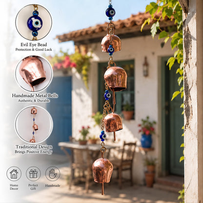 MYSTIC JEWELS - Campanas Decorativas de Metal con Cuentas de Ojo Turco
