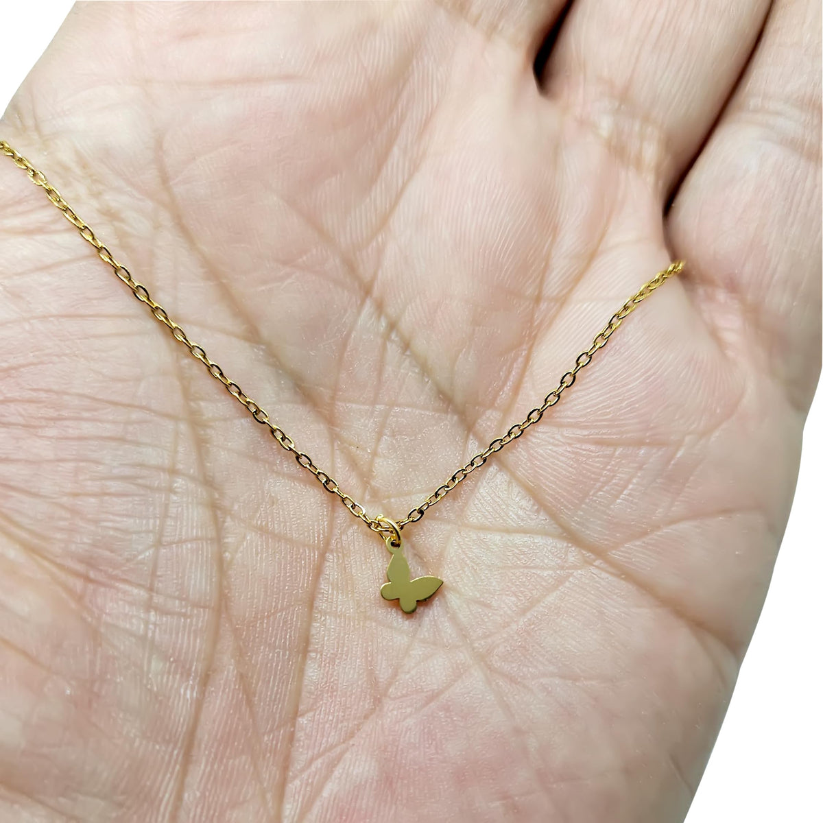 MYSTIC JEWELS - Collar Mujer Acero Inoxidable Dorado, Colgante Minimalista, Cadena Ajustable 40+5 cm, Joyería Fina para Uso Diario, Caja de Regalo