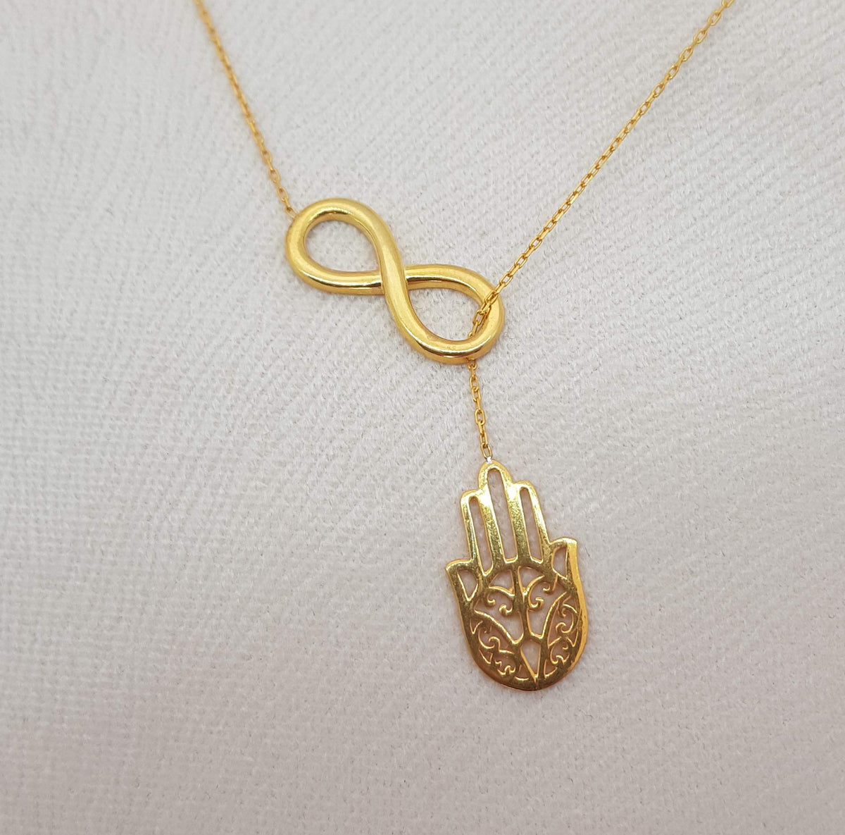 Mystic Jewels - Mano de Fatima con Infinito - Plata de Ley 925 - Regalar para Buena Suerte