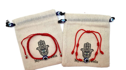 MYSTIC JEWELS by Dalia - Pulsera con nudos Hilo Rojo - Pulsera protección y mal de ojo ajustable, amuleto Suerte, Hecha a mano, unisex (Modelo 5)