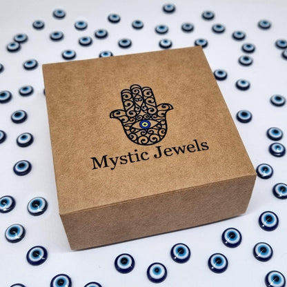 MYSTIC JEWELS - Pendiente de Plata 925 con Mano de Fátima y Ojo Turco de Esmalte para mujer, aretes