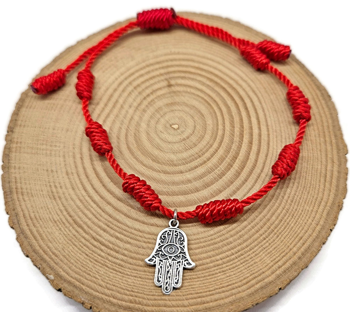 MYSTIC JEWELS By Dalia - Pulsera con nudos Roja con Amuleto - ajustable - protección de mal de ojo, buena suerte - para Mujer y Hombre