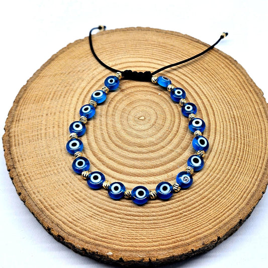 Pulsera de Cuentas de Vidrio con Mal de Ojo Turco, Suerte y Protección