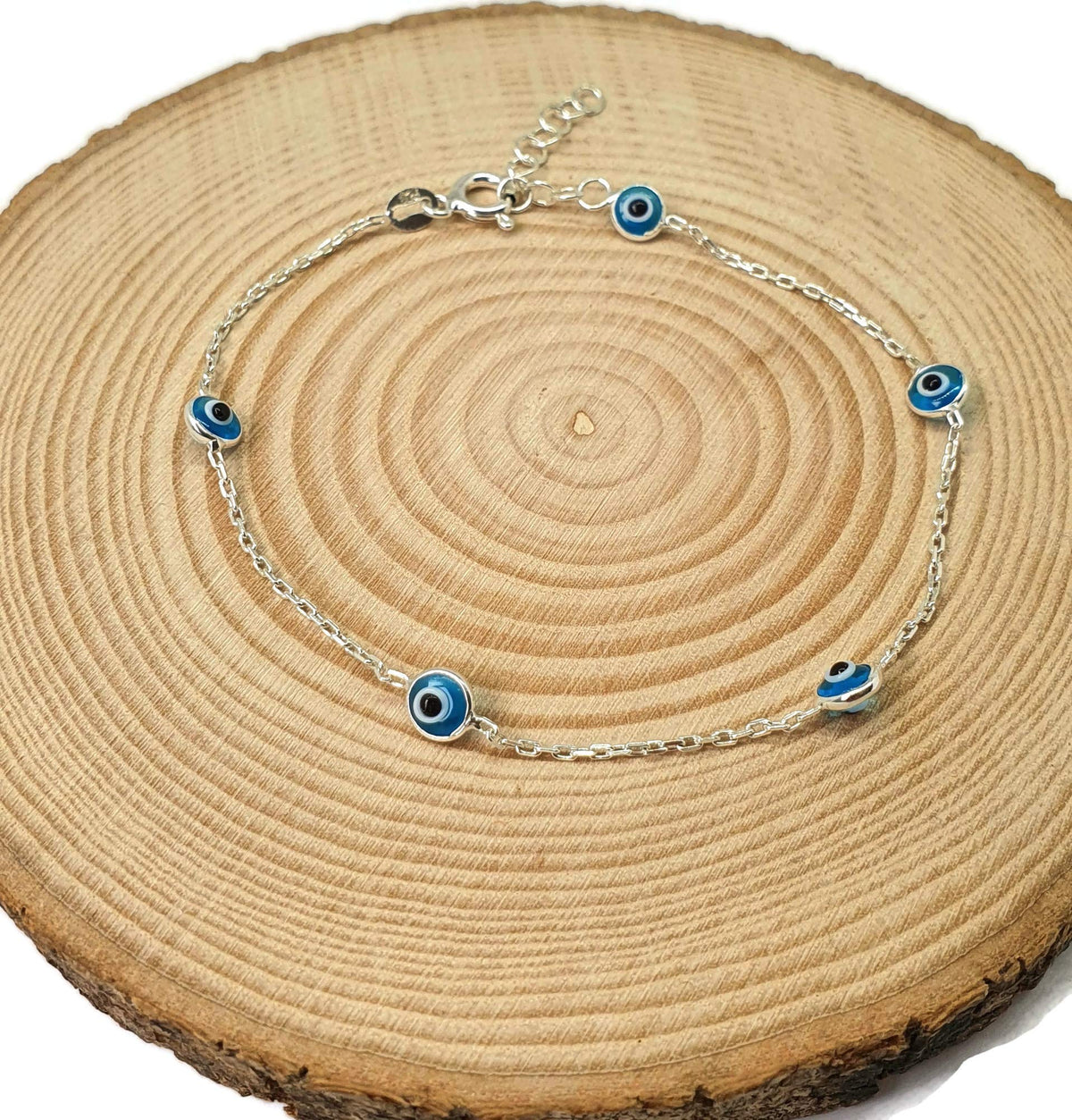 MYSTIC JEWELS by Dalia - 19cm Pulsera de Plata Mal de Ojo - para Regalar (Azul Claro)