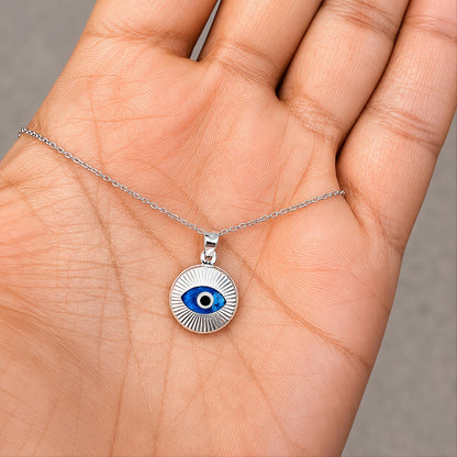 MYSTIC JEWELS By Dalia - Collar mal de ojo de cristal y plata de ley 925 - Ojo Turco Redondo para regalar