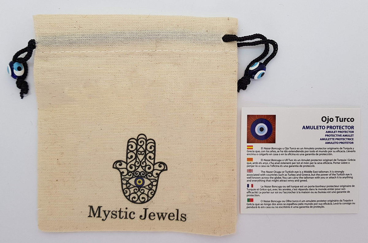Mystic Jewels - Juego de 3 Adornos para Colgar en la Pared de Cristal Turco contra el Mal de Ojo – Regalo Coleccionable de Buena Suerte para el hogar, el Coche