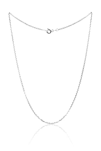 MYSTIC JEWELS By Dalia - Cadena de Plata de Ley 925 Rodiada Forzada Diamantada de 1mm, para mujer, disponible en 40,45,50,55,60 cm (40.0 cm)