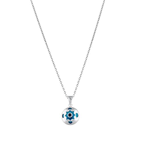 MYSTIC JEWELS By Dalia - 925 Sterling Silver and Crystal Evil Eye Necklace, Minimalist, in different Shapes (Hand, Star, Round) (4 Corners)