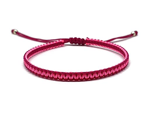 MYSTIC JEWELS - Macrame Bracelet - Thread Kabbalah with 2 colors, Amulet, Evil Eye protection, Good Luck, Good Luck (Wine - Pink)