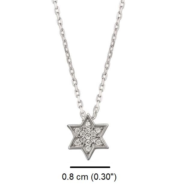 MYSTIC JEWELS By Dalia - Colgante Plata de ley 925 Estrella de David - Chapado en rodio y con zirconitas - pequeño, elegante y minimalista para regalar