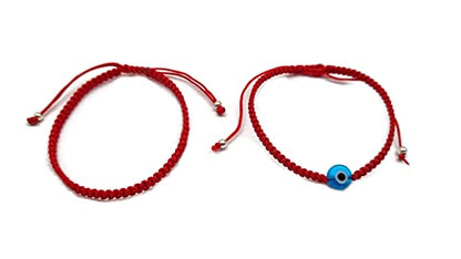 MYSTIC JEWELS by Dalia - 7 knots Red Thread Bracelet - Adjustable protection and evil eye bracelet, lucky amulet, handmade, unisex (Model 4)