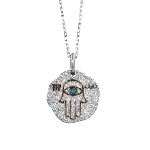 MYSTIC JEWELS - Pendentif main de Fatima et mauvais œil avec pierres, bijoux en argent sterling 925, minimaliste, pour femmes et filles avec boîte cadeau (B)