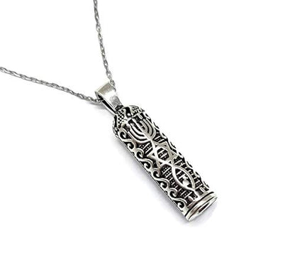 MYSTIC JEWELS by Dalia - 925 Sterling Silver Designed for Luck Mezuzah of Mesies Symbols with Silver Chain