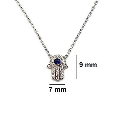 MYSTIC JEWELS by Dalia - Hand of Fatima Necklace with Good Luck Pendant - Minimalist - 925 Sterling Silver to protect you (Silver)