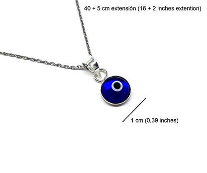 MYSTIC JEWELS by Dalia - Collar Mal de Ojo de Cristal Azul para la Buena Suerte - Plata de Ley 925 - - Cadena 40 a 45 cm Longitud, para Regalar por protección para Mal de Ojo