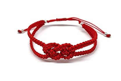 MYSTIC JEWELS - Bracelet en fil de Kabbale, noeud concentrique, protection contre le mauvais œil, bonne chance, bonne chance (ROUGE)
