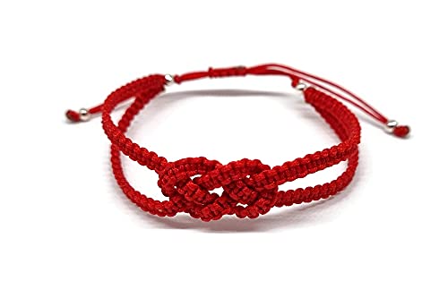 MYSTIC JEWELS - Kabbalah Thread Bracelet, concentric knot, Evil Eye protection, Good Luck, Good Luck (RED)