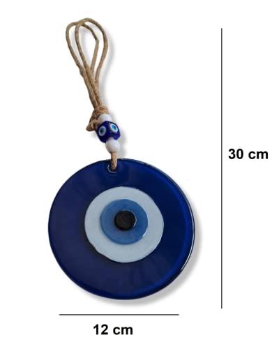 MYSTIC JEWELS - Round Turkish Eye Ornament with Jude for Wall Decoration, Prevent Evil Eye from Your Home, Good Luck Amulet, Good Luck Ornament (Blue)