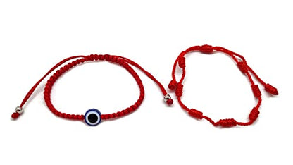 MYSTIC JEWELS by Dalia - 7 knots Red Thread Bracelet - Adjustable protection and evil eye bracelet, lucky amulet, handmade, unisex (Model 3)