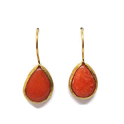 Mystic Jewels by Dalia - Boucles d'oreilles longues avec pierre naturelle (Orange)