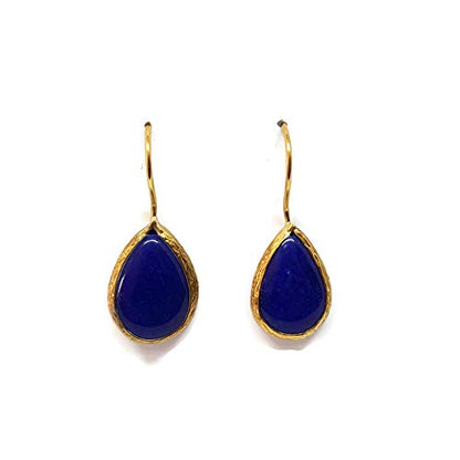 Mystic Jewels by Dalia - Pendientes Largos forma de gota con Piedra Natural Mujer Fiestas Boda (Azul)