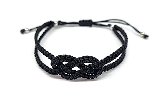MYSTIC JEWELS - Bracelet en fil de Kabbale, noeud concentrique, protection contre le mauvais œil, bonne chance, bonne chance (NOIR)