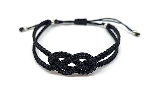 MYSTIC JEWELS - Pulsera Kabbalah de Hilo, nudo concéntrico, protección Mal de Ojo, Buena Suerte, Good Luck (NEGRO)