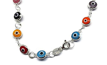 MYSTIC JEWELS by Dalia - Silver Evil Eye Bracelet - 19cm (Light Blue) (Multicolor)