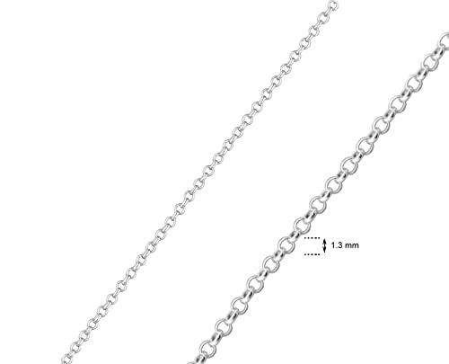 MYSTIC JEWELS By Dalia - Collar Plata de Ley 925 Rodiada Rolo de 1,3 mm, para mujer, sin colgante, disponible en 40,45,50 cm (40 cm)