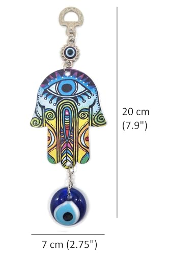 BIJOUX MYSTIQUES - Conception de maison Hamsa de la main de Fatima avec oeil turc pour la décoration de la maison; énergie Chance et succès (Printemps)